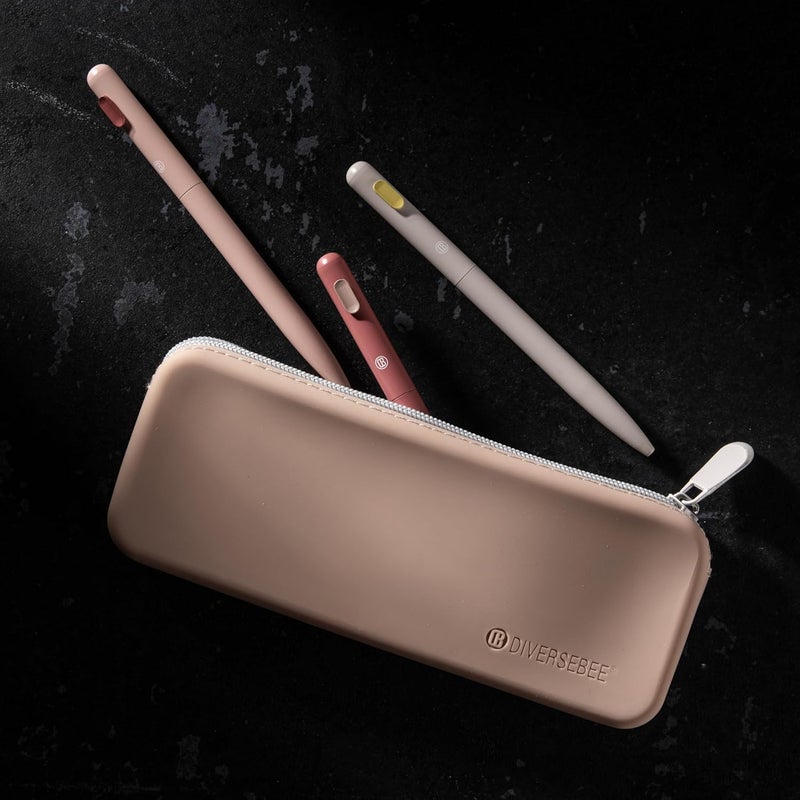 DIVERSEBEE Soft Silicone Pencil Case, Aesthetic Pencil Pouch with Zipper, Cute Pen Bag for School, Bible Journaling Supplies and Accessories, Pencil Organizer (Almond) - Image 3